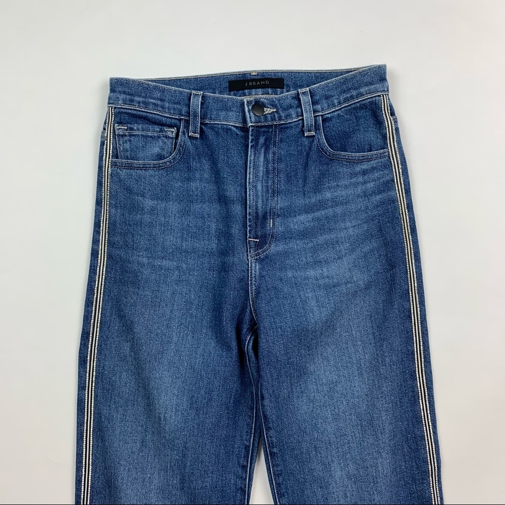 J Brand Jules Rhinestone Tuxedo Stripe Straight Leg Jeans in Urbanite Sz 26 - Picture 3 of 16